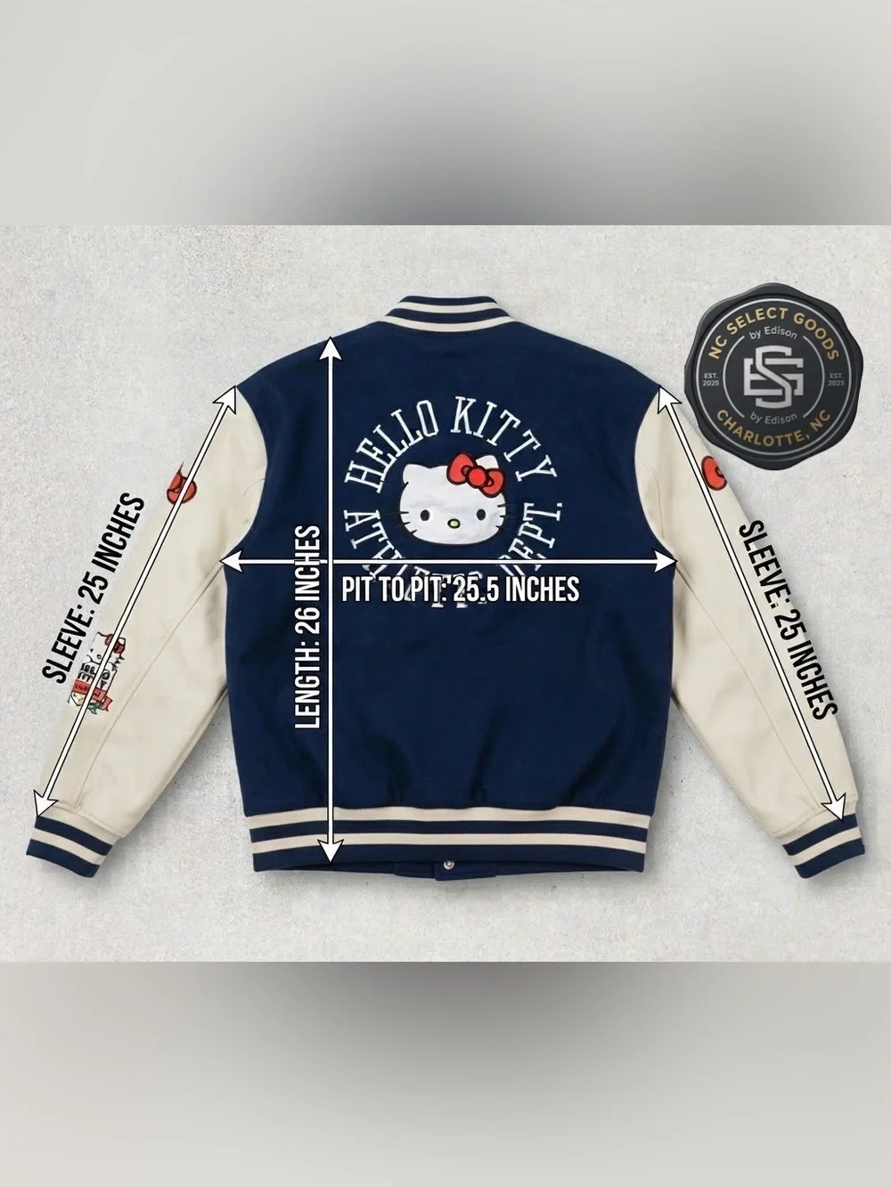 HELLO KITTY-AEROPOSTALE -VARSITY-BOMBER-JACKET-SNAP BUTTON-SIZE L